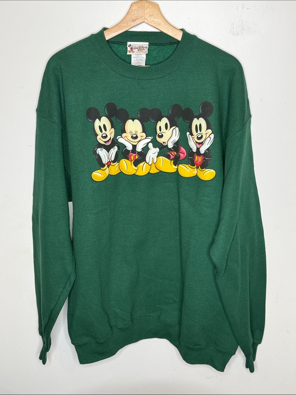 Vintage 90s Disney Green Crewneck Sweatshirt Mickey Mouse xl